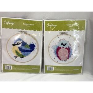 Lot Of 2 Craftways Punch Needle Kits Sweetie Cutie Birds New Made in Hungary Sew